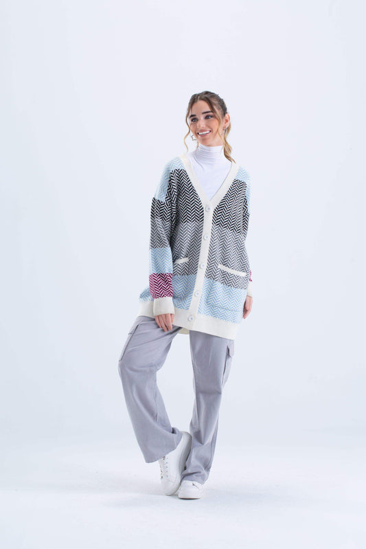 كارديجان ملون بأزرار للإغلاق