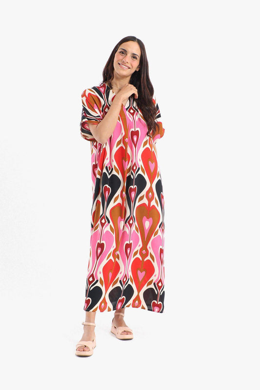 Colored Heart Printed Dress - Carina - ??’????????ñ??�ÿ??ƒ?ÿ????