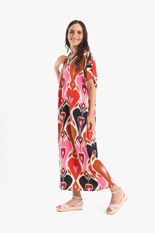 Colored Heart Printed Dress - Carina - ??’????????ñ??�ÿ??ƒ?ÿ????