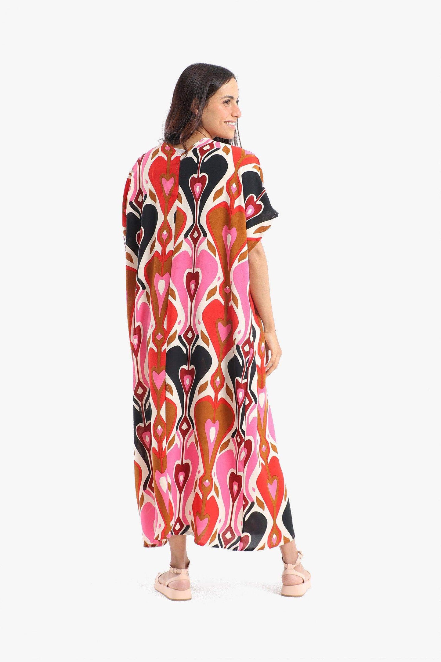 Colored Heart Printed Dress - Carina - ??’????????ñ??�ÿ??ƒ?ÿ????