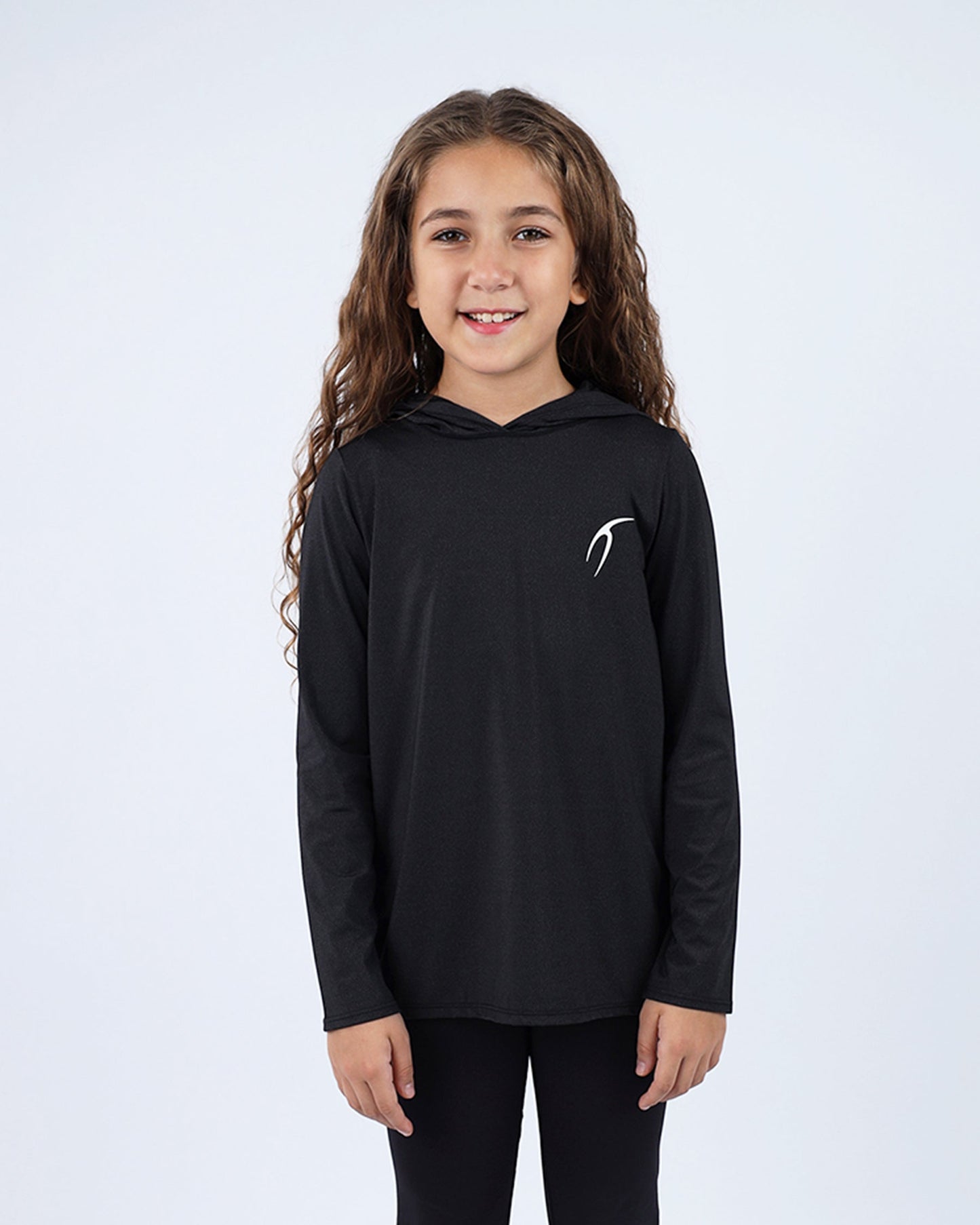 Black Vivid Long-Sleeve Hoodie for Teen Girls - هودي أسود زاهٍ بأكمام طويلة للفتيات المراهقات