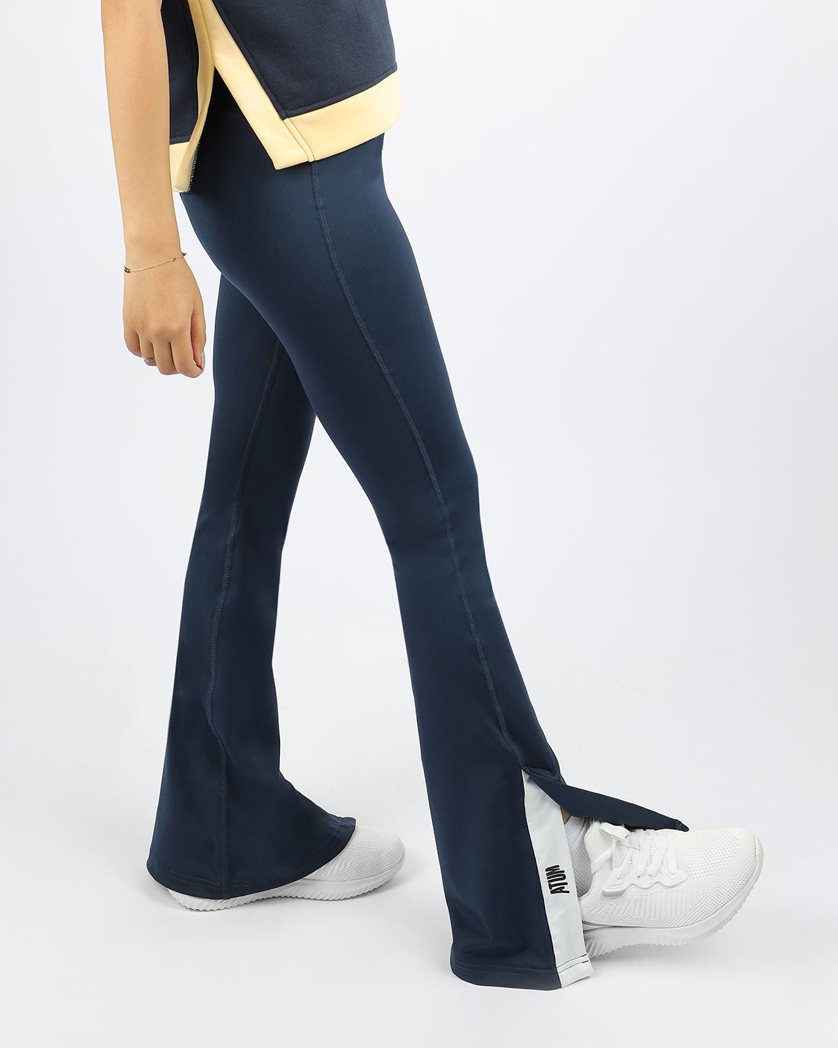 Navy Side Slit Yoga Pants