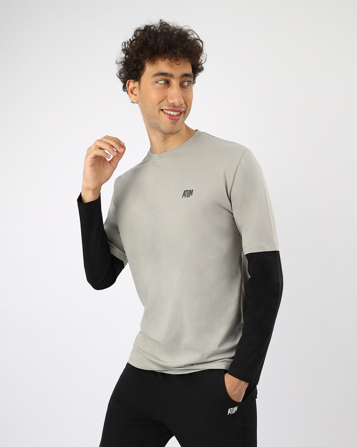Gray Long Sleeve Cotton T-Shirt