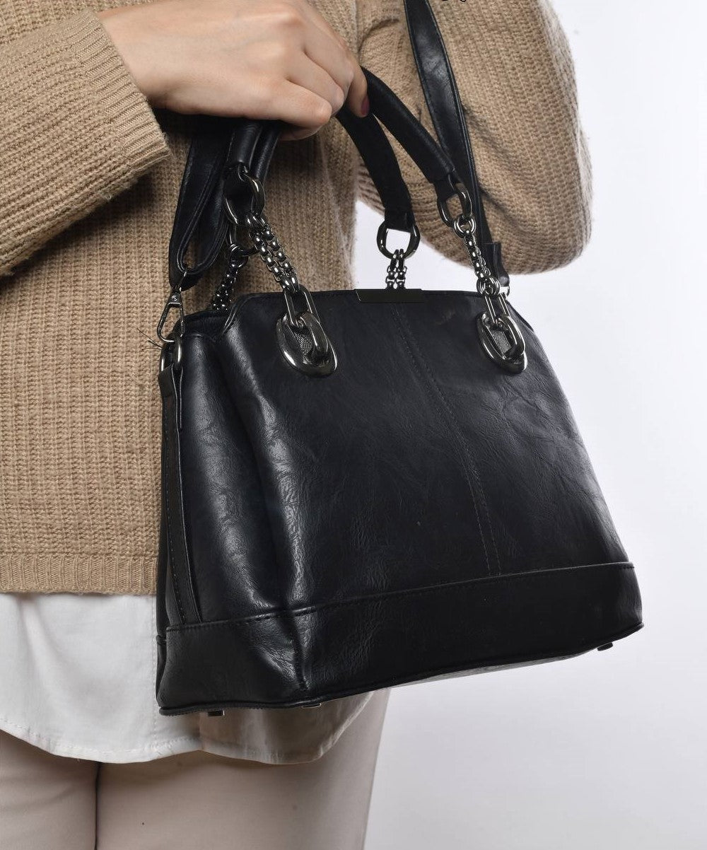 Black Classic Handbag with Strap