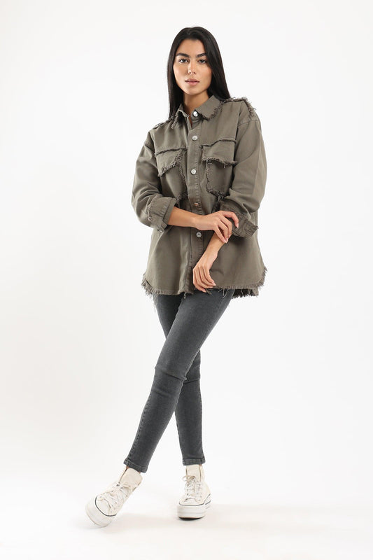 Denim Shirt with Fringes
