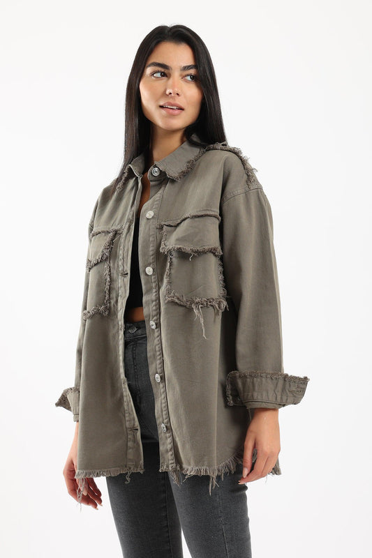 Denim Shirt with Fringes