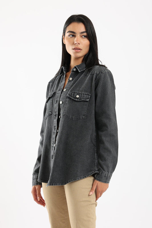 Denim Shirt with Long Sleeves
