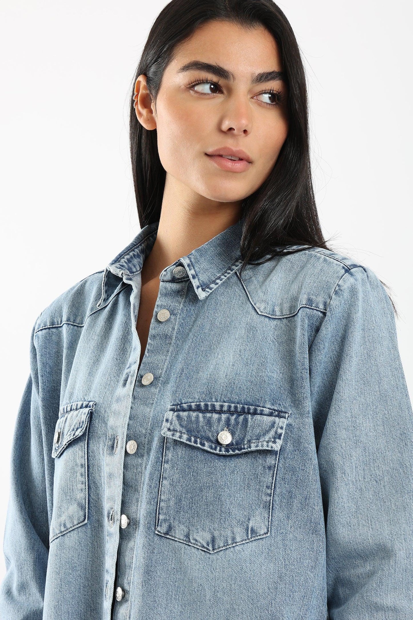 Denim Shirt with Long Sleeves