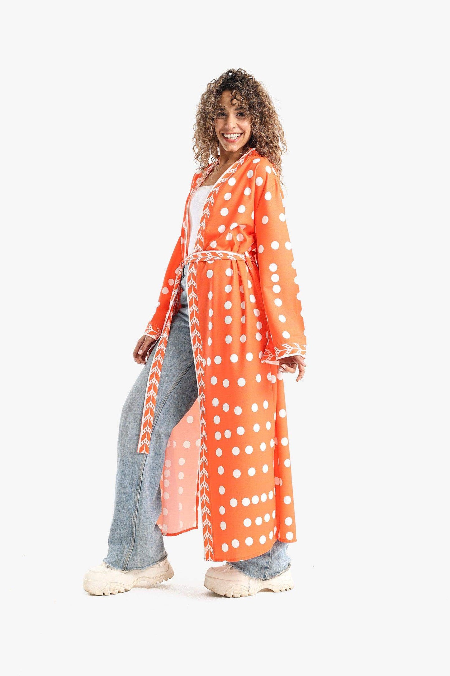Dotted Print Midi Kimono - Carina - ??’????????ñ??�ÿ??ƒ?ÿ????