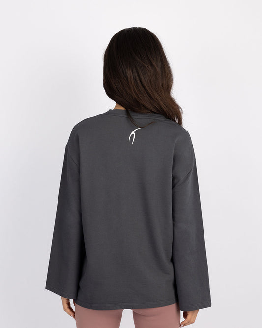 Gray Elegance Emblem Oversized T-Shirt