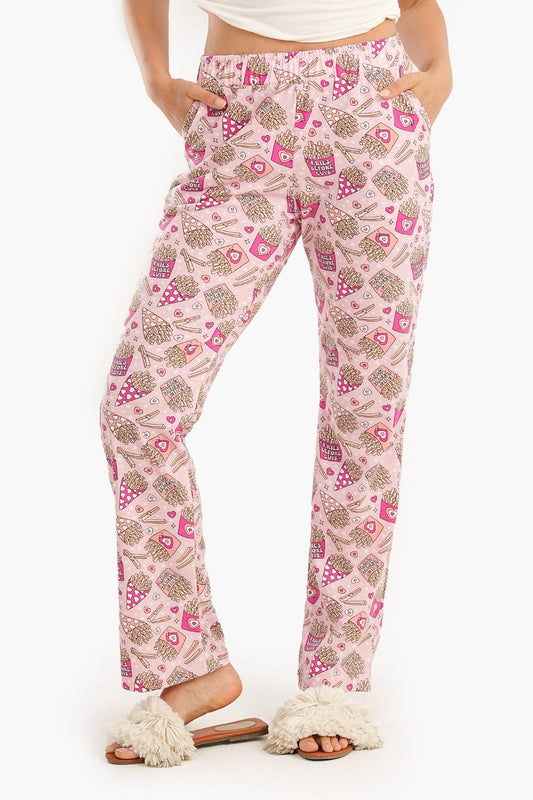 بنطال بيجاما مطبوع عليه بطاطس مقلية