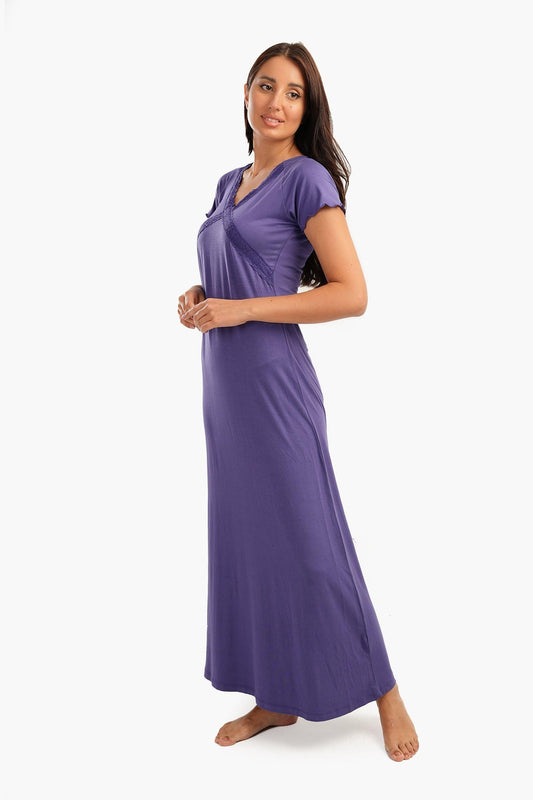 Frilled Short Sleeves Nightgown - Carina - ??’????????ñ??�ÿ??ƒ?ÿ????