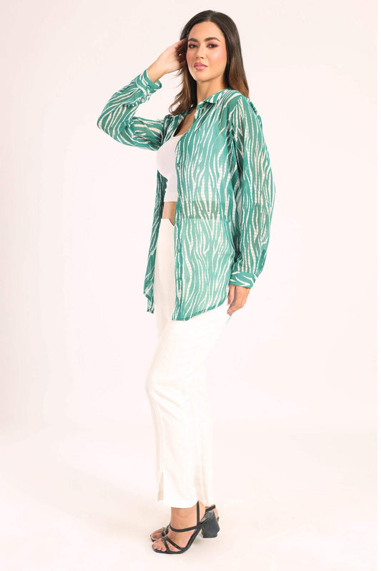 Green Zebra Print Shirt - Carina - ??’????????ñ??�ÿ??ƒ?ÿ????