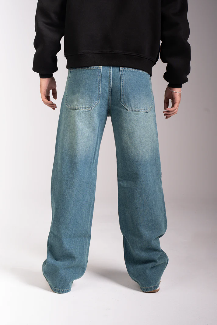 Wide Leg Jeans, greeny blue