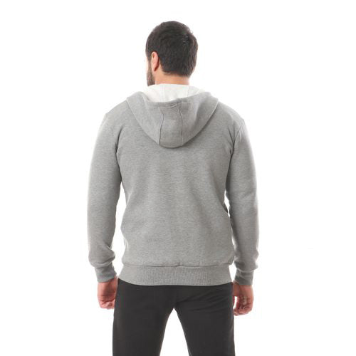 Viga Gray Cotton Zipped Hoodie
