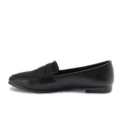 Black Suede Upper Leather Moccasin Shoes