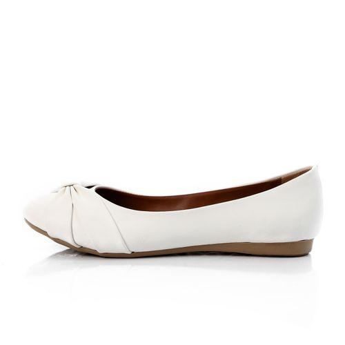 White Suede Bow Leather Ballerina