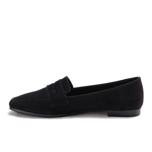 Black Suede Leather Moccasin Shoes