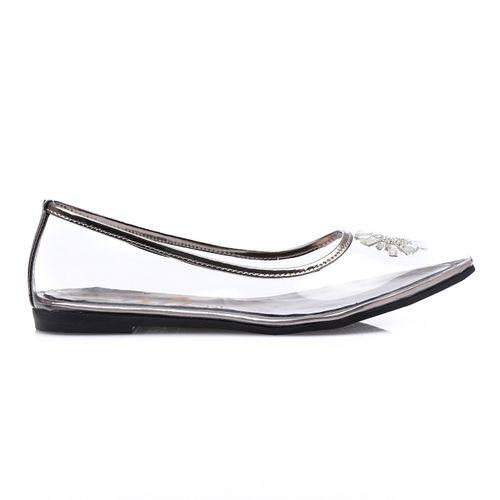 Smoky Strass Transparent Flat Shoes