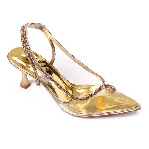 Gold Transparent Heeled Shoes