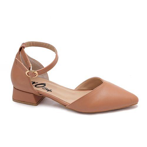 Camel Pointed Toecap Low Heel Shoes