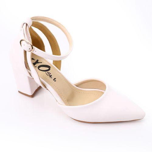 White Pointed Toecap Heeled Shoes