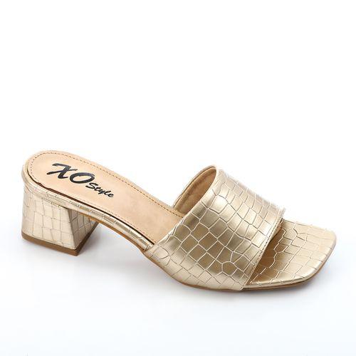 Gold Leather Heeled Slipper