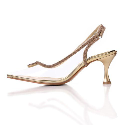 Gold Transparent Heeled Shoes