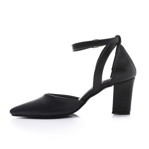 Black Pointed Toecap Heeled Shoes