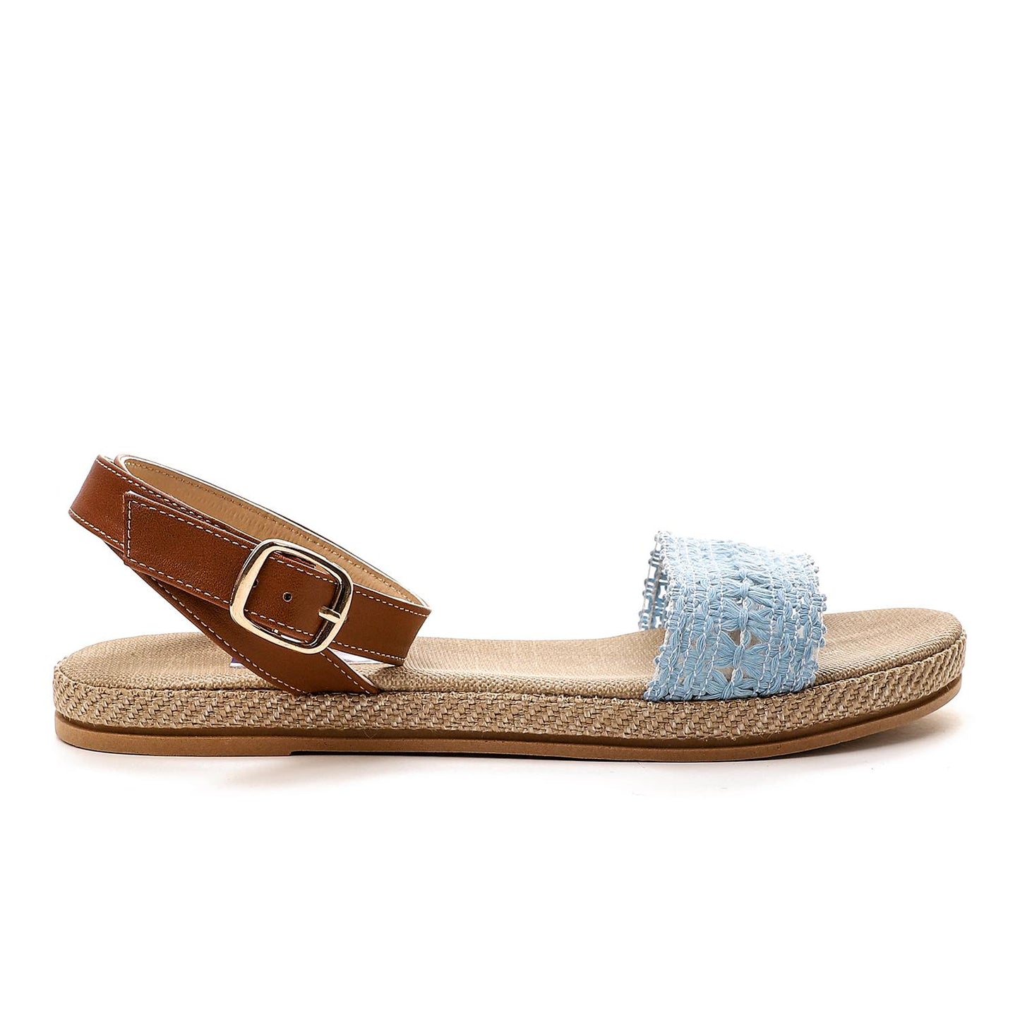 Light Blue Fabric Upper Flat Sandal