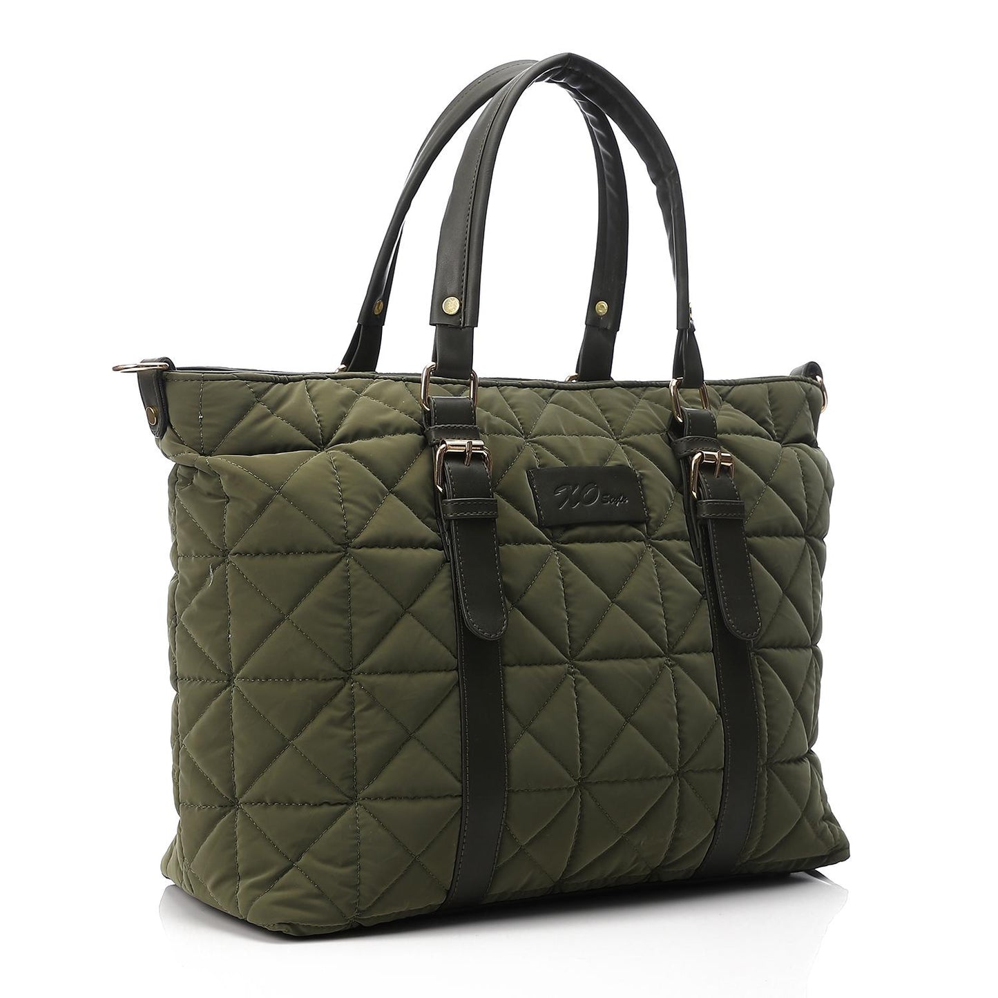 Olive Waterproof Handbag with Leather Handle