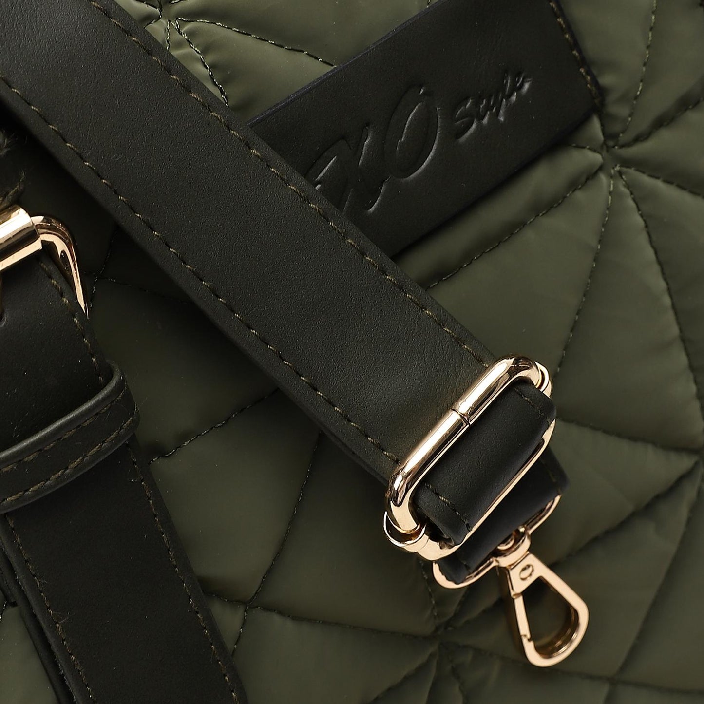 Olive Waterproof Handbag with Leather Handle