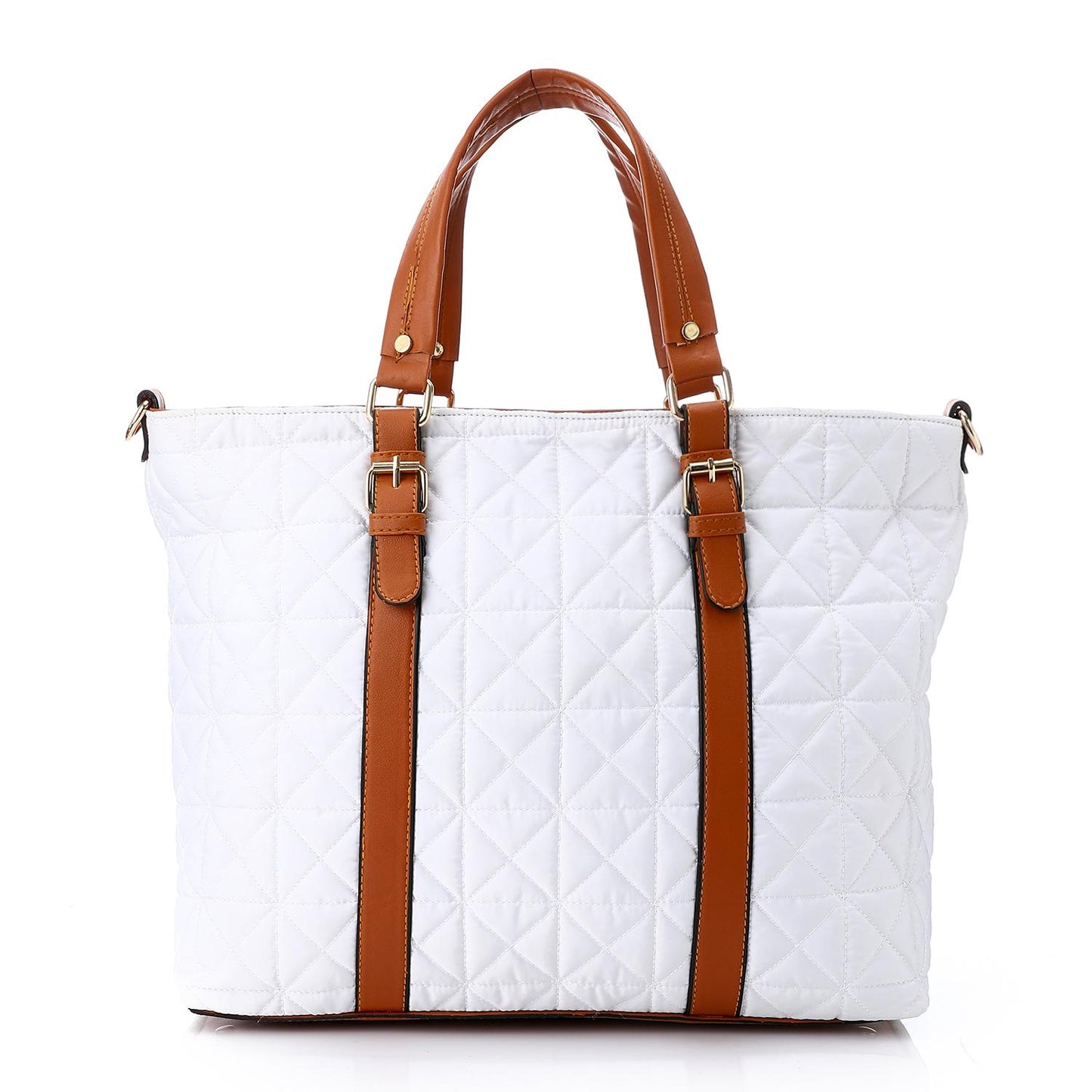 White Waterproof Handbag with Leather Handle