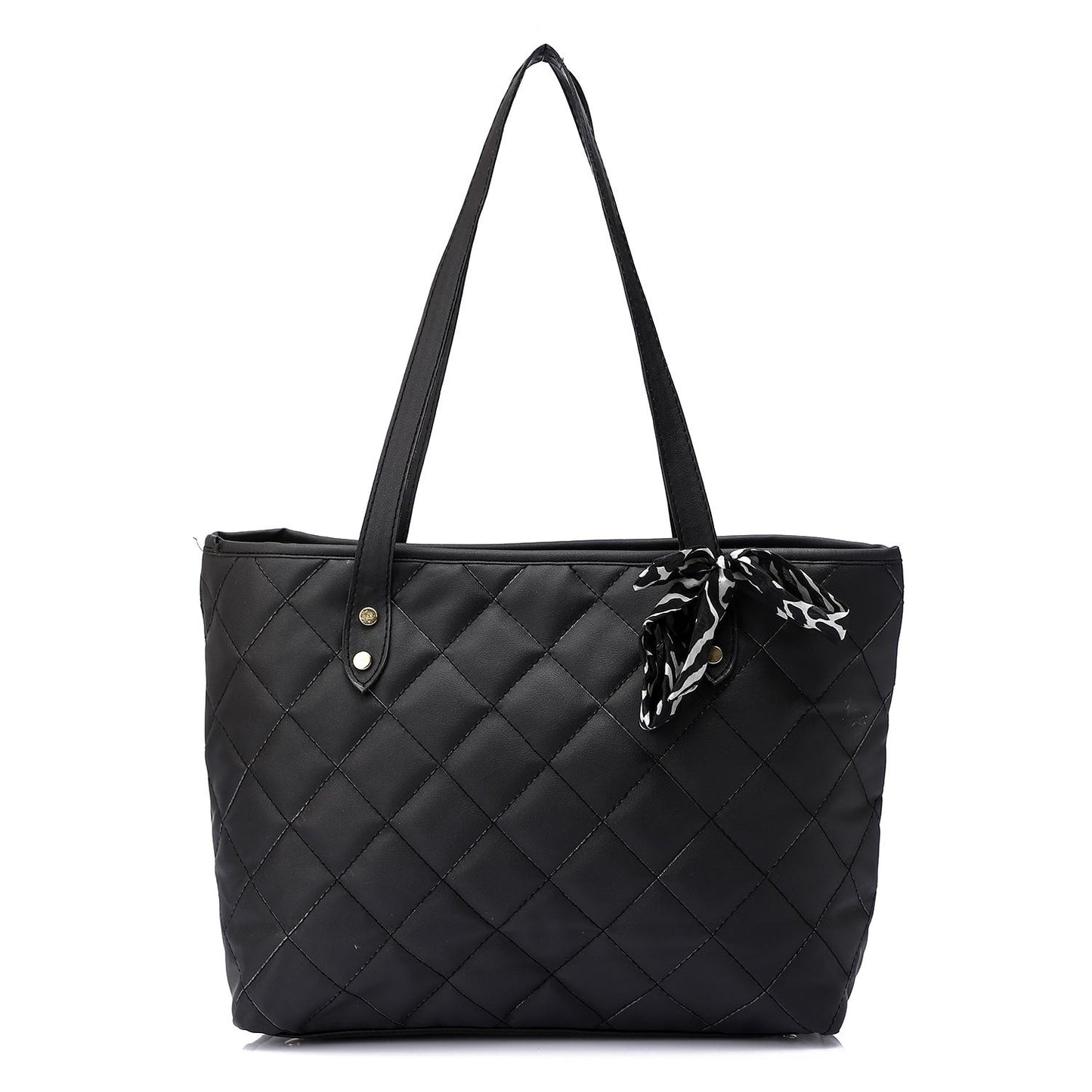 Black Shoulder Bag with Decorative Scarf