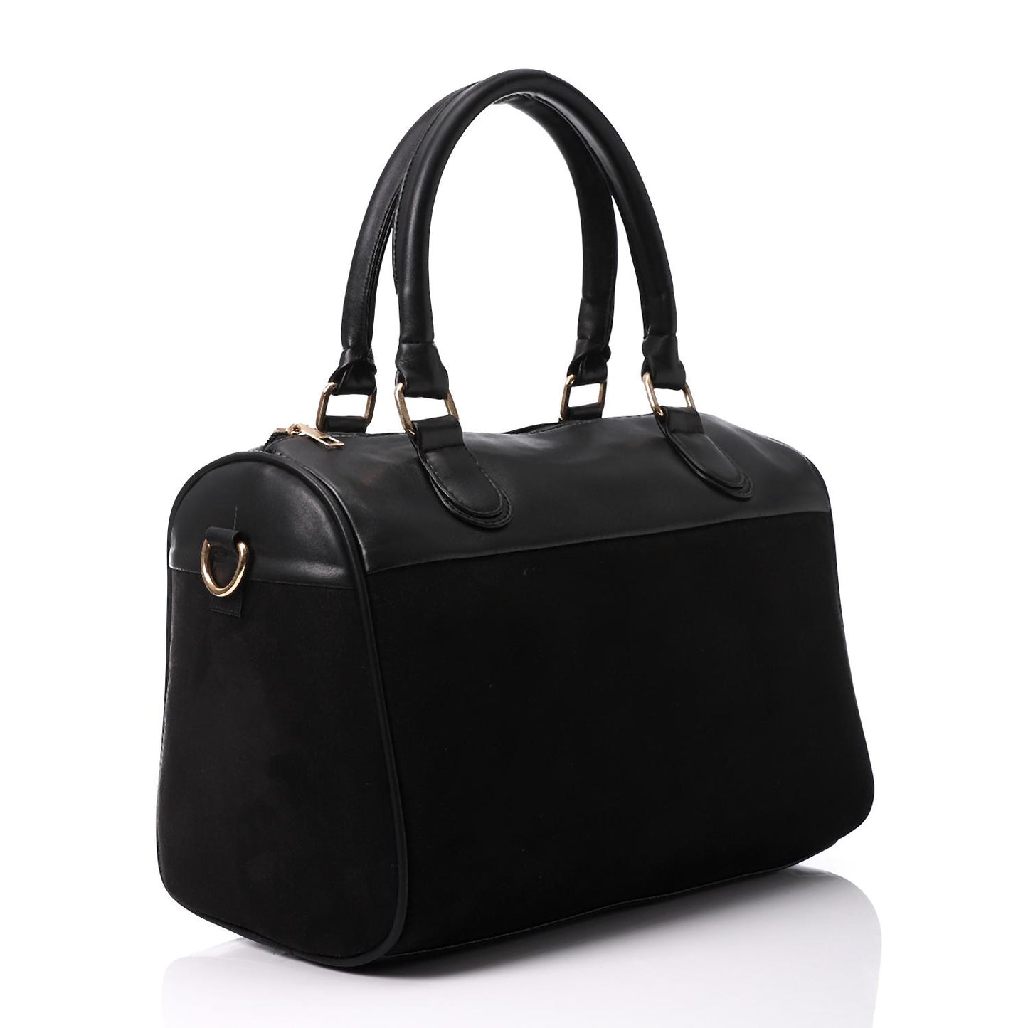 Black Suede & Leather Handbag
