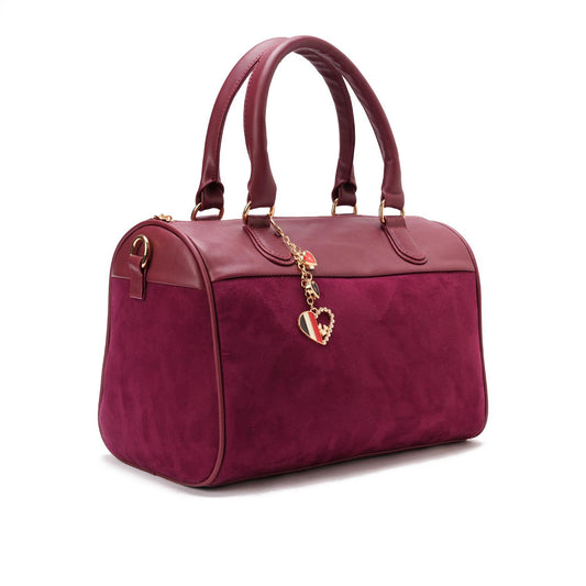 Burgundy Suede & Leather Handbag