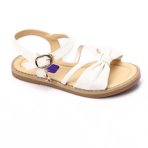 White Knotted Bow Flat Sandal for Teen Girls