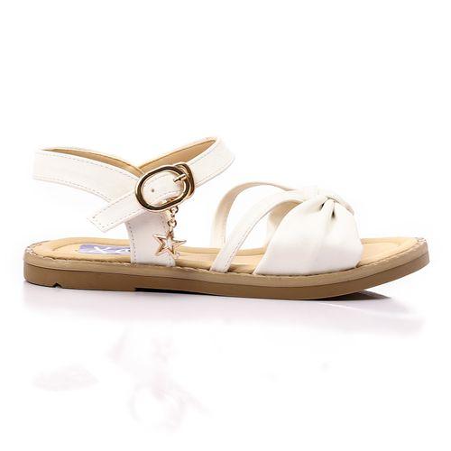 White Knotted Bow Flat Sandal for Teen Girls