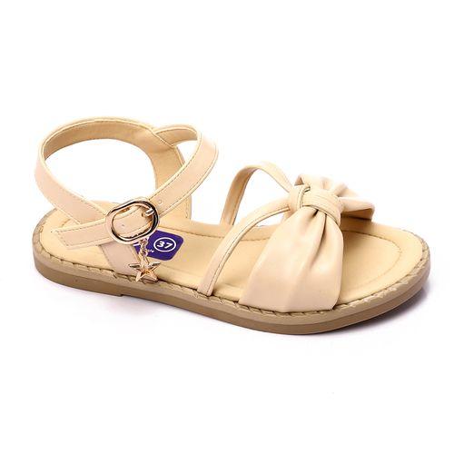 Beige Knotted Bow Flat Sandal for Teen Girls