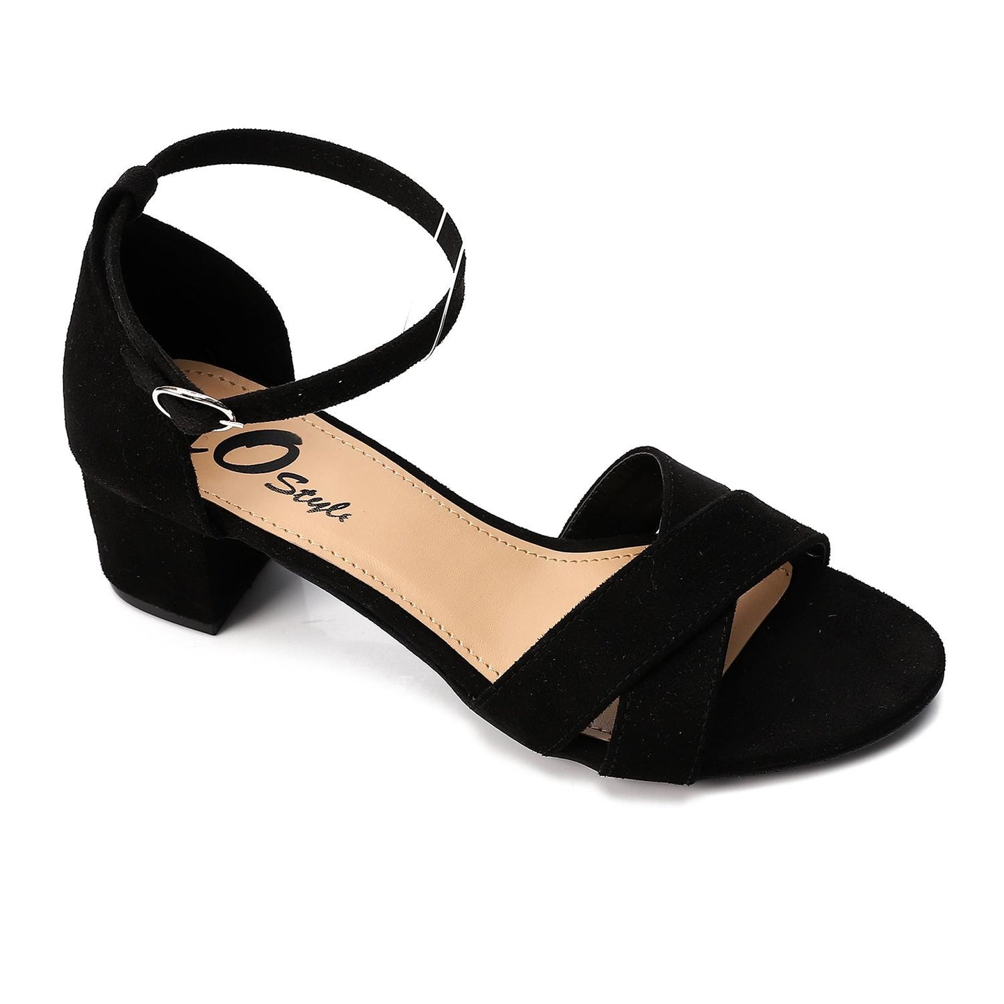Black Side Buckle Suede Sandal