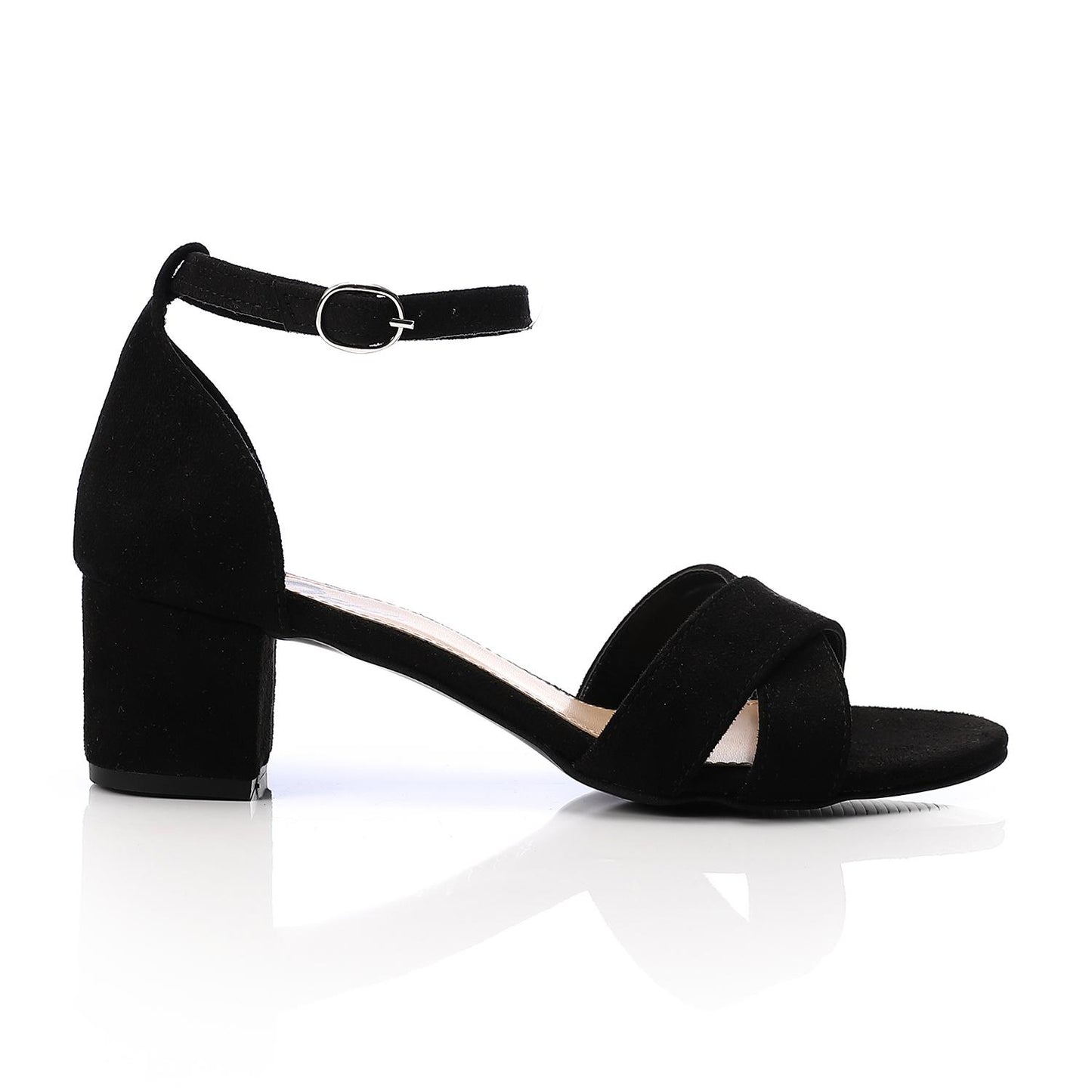 Black Side Buckle Suede Sandal