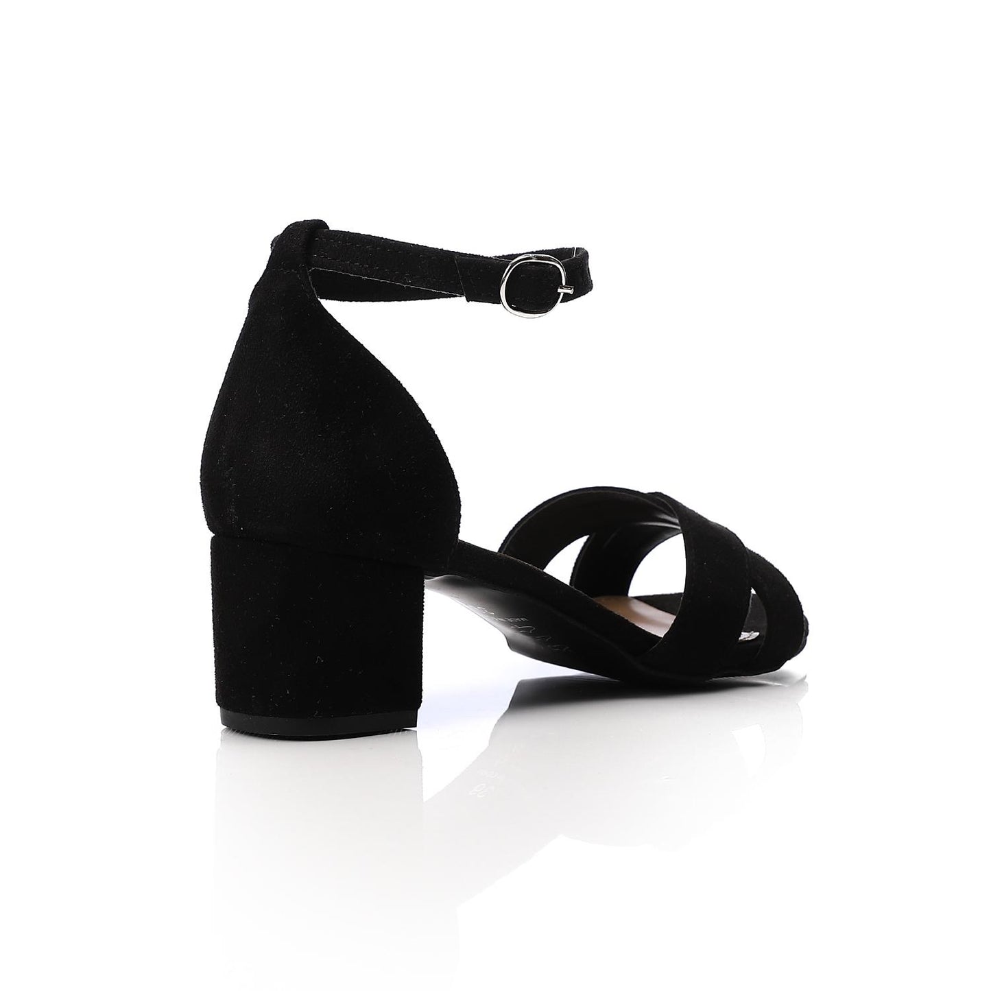 Black Side Buckle Suede Sandal