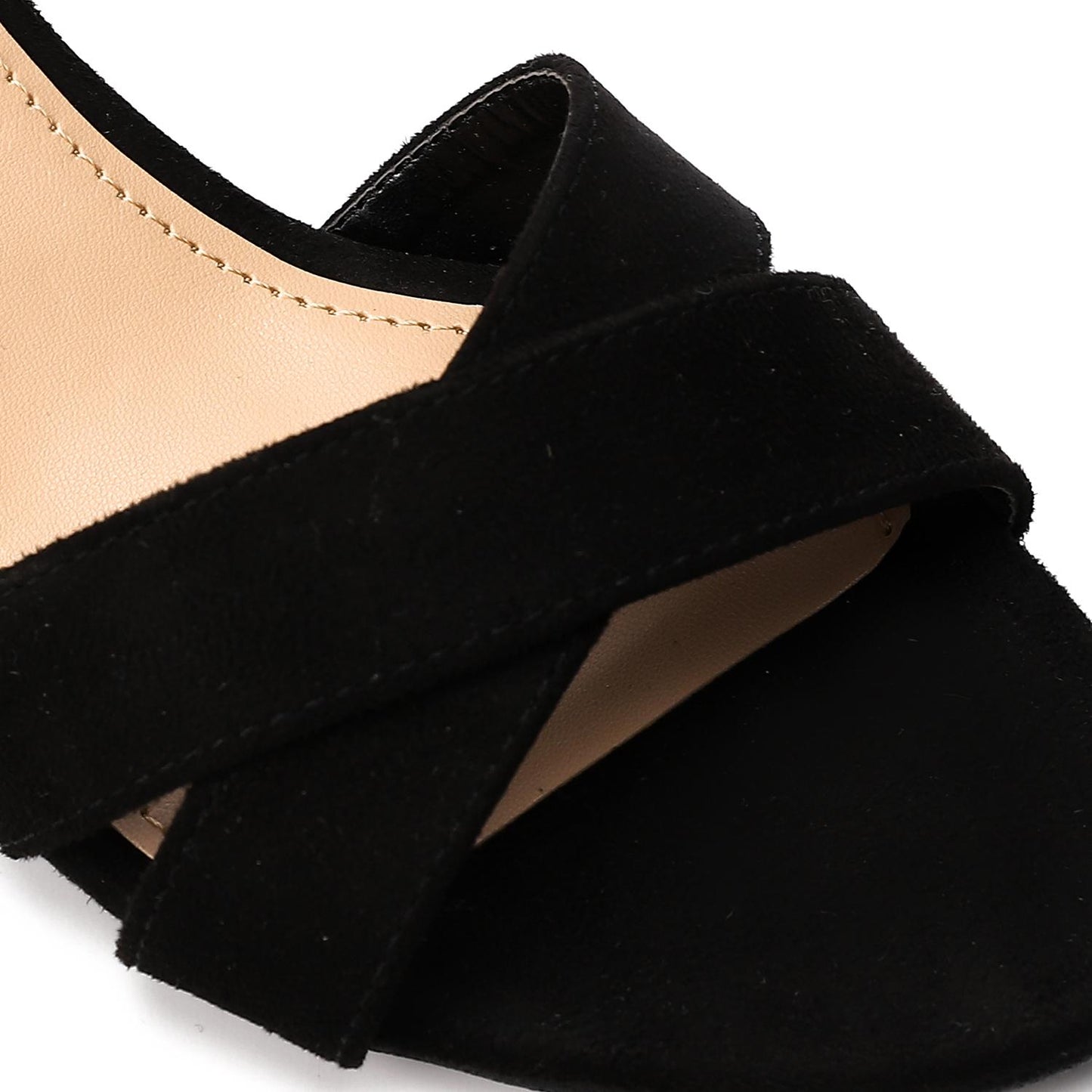 Black Side Buckle Suede Sandal