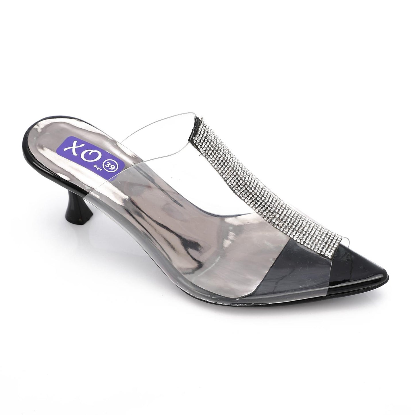 Black Upper Strass Transparent Slipper