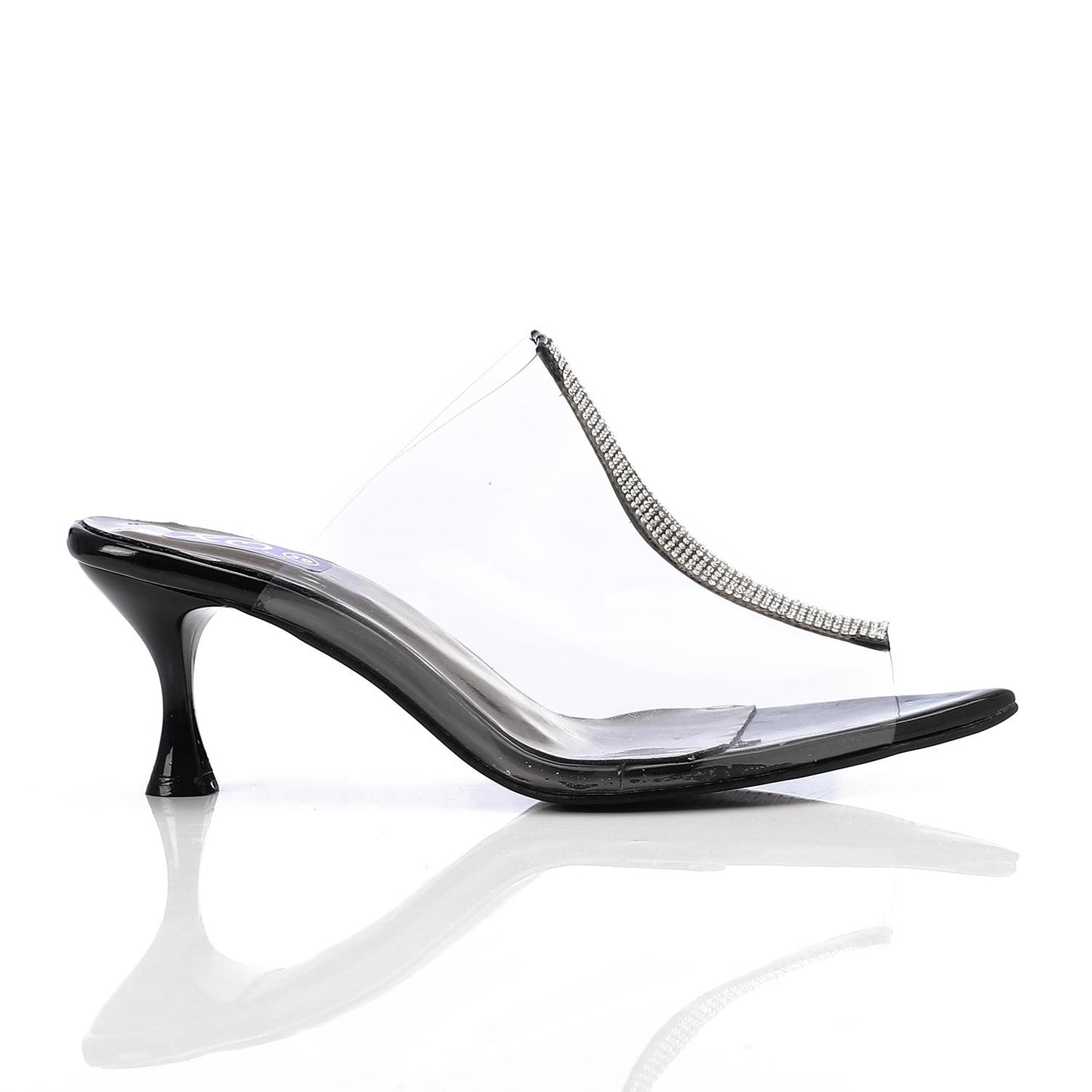 Black Upper Strass Transparent Slipper