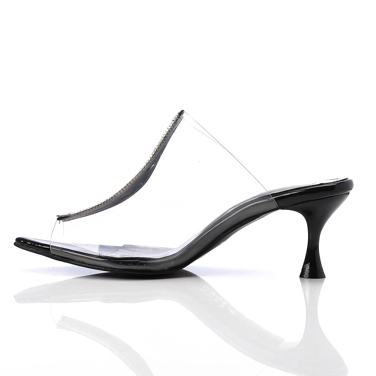 Black Upper Strass Transparent Slipper