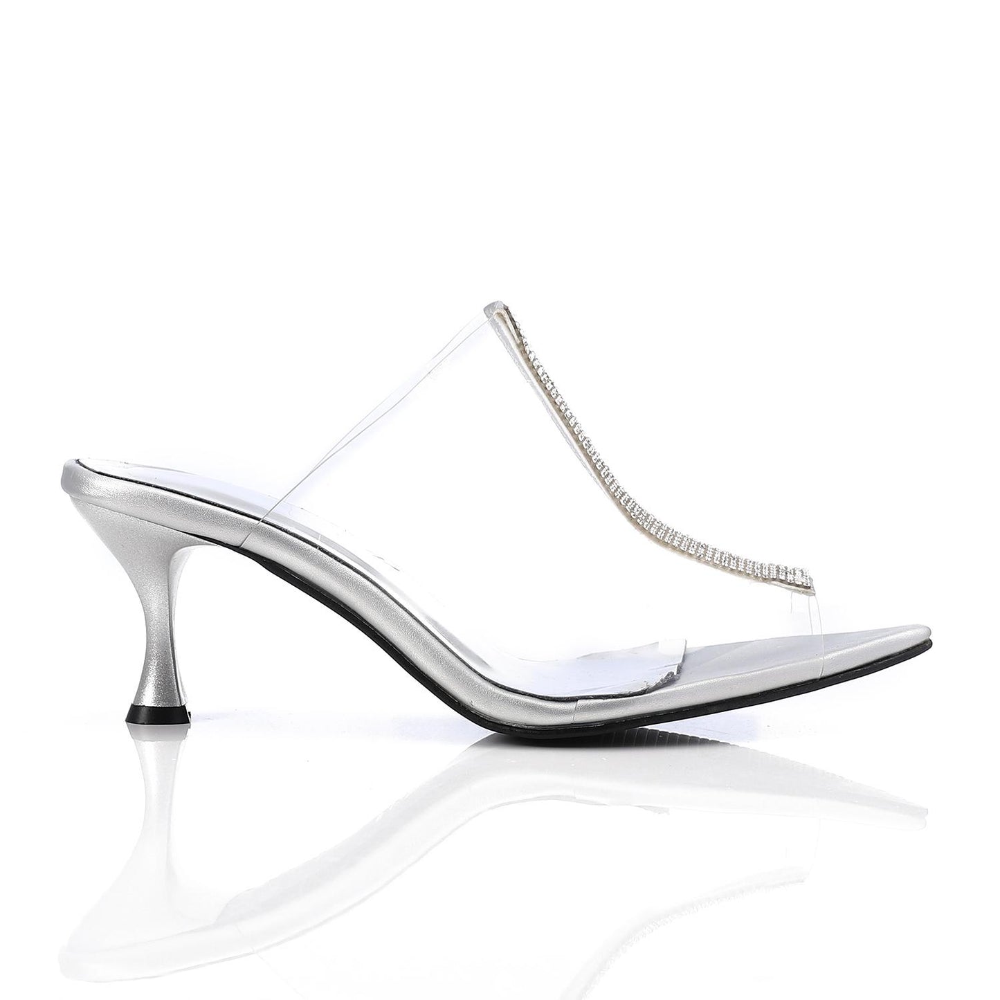Silver Upper Strass Transparent Slipper