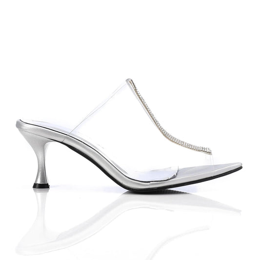 Silver Upper Strass Transparent Slipper