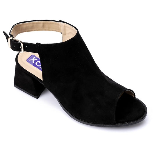 Black Suede Heeled Sandal