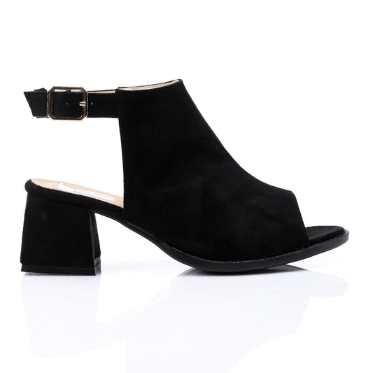 Black Suede Heeled Sandal